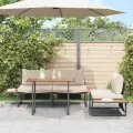 Ensemble de salle à manger de jardin 3 pièces avec coussins taupe