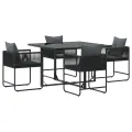 Ensemble de repas de jardin 6 pièces  avec coussins en acier et poly rotin