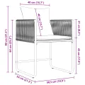 Ensemble de repas de jardin 6 pièces  avec coussins en acier et poly rotin