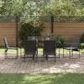 Ensemble de salle à manger de jardin 9 pièces avec coussins en acier et textilène