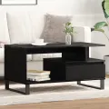 Table basse  en chêne noir 90x49x45 cm en bois d'ingénierie