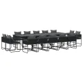 Ensemble de salle à manger de jardin de 19 pièces avec coussins Acier noir et Rattan synthétique