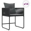 Ensemble de salle à manger de jardin de 19 pièces avec coussins Acier noir et Rattan synthétique