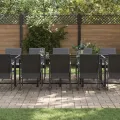 Ensemble de salle à manger de jardin de 19 pièces avec coussins en acier et textilène