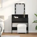 Table de Maquillage  avec Miroir et Lumières LED en Bois Noir