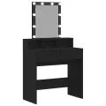 Table de Maquillage  avec Miroir et Lumières LED en Bois Noir