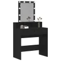 Table de Maquillage  avec Miroir et Lumières LED en Bois Noir
