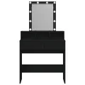 Table de Maquillage  avec Miroir et Lumières LED en Bois Noir