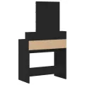 Table de Maquillage  avec Miroir et Lumières LED en Bois Noir