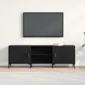 Meuble TV  Noir Chêne 150x30x50 cm Bois d'ingénierie