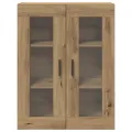 Meuble mural avec portes en verre, Chêne fait main 69.5x34x90 cm