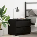Table de chevet en chêne noir 50x40x43,5 cm en bois d'ingénierie