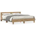 Cadre de Lit en Bois Chêne Artisanal Bois Massif 200 x 200 cm