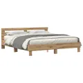 Cadre de Lit en Bois Chêne Artisanal Bois Massif 200 x 200 cm