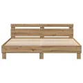 Cadre de Lit en Bois Chêne Artisanal Bois Massif 200 x 200 cm