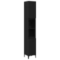 Cabinet de Salle de Bain  Noir Chêne 30x30x190 cm Bois d'ingénierie