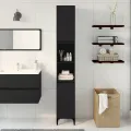 Cabinet de Salle de Bain  Noir Chêne 30x30x190 cm Bois d'ingénierie