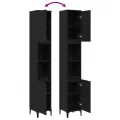 Cabinet de Salle de Bain  Noir Chêne 30x30x190 cm Bois d'ingénierie