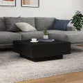 Table basse  avec lumières LED Chêne noir 80x80x31 cm
