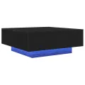 Table basse  avec lumières LED Chêne noir 80x80x31 cm