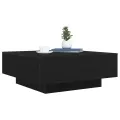 Table basse  avec lumières LED Chêne noir 80x80x31 cm