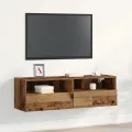Meuble TV mural  en bois ancien 100x30x30 cm en bois d'ingénierie