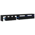 Meubles TV  3 pcs avec éclairage LED en chêne noir en bois d'ingénierie