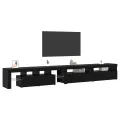Meubles TV  3 pcs avec éclairage LED en chêne noir en bois d'ingénierie