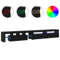 Meubles TV  3 pcs avec éclairage LED en chêne noir en bois d'ingénierie