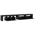 Meubles TV  3 pcs avec éclairage LED en chêne noir en bois d'ingénierie