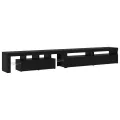 Meubles TV  3 pcs avec éclairage LED en chêne noir en bois d'ingénierie