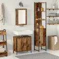 Ensemble de meubles de salle de bain 3 pièces en bois ancien
