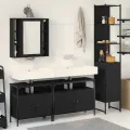 Lot de meubles de salle de bains 4 pièces en bois noir de chêne