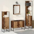 Ensemble meubles salle de bain 4 pièces Bois vieilli Bois d'ingénierie