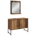 Ensemble meubles salle de bain 4 pièces Bois vieilli Bois d'ingénierie