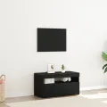 Meuble TV  avec lumières LED Chêne Noir 75x35x40 cm en bois d'ingénierie
