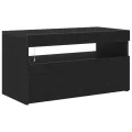 Meuble TV  avec lumières LED Chêne Noir 75x35x40 cm en bois d'ingénierie