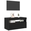 Meuble TV  avec lumières LED Chêne Noir 75x35x40 cm en bois d'ingénierie