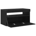 Meuble TV  avec lumières LED Chêne Noir 75x35x40 cm en bois d'ingénierie
