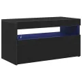 Meuble TV  avec lumières LED Chêne Noir 75x35x40 cm en bois d'ingénierie