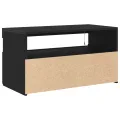 Meuble TV  avec lumières LED Chêne Noir 75x35x40 cm en bois d'ingénierie