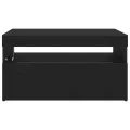 Meuble TV  avec lumières LED Chêne Noir 75x35x40 cm en bois d'ingénierie