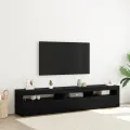 Coffres TV  2 pcs avec lumières LED en bois d'ingénierie noir chêne