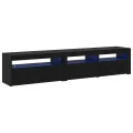 Coffres TV  2 pcs avec lumières LED en bois d'ingénierie noir chêne