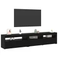 Coffres TV  2 pcs avec lumières LED en bois d'ingénierie noir chêne