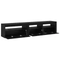Coffres TV  2 pcs avec lumières LED en bois d'ingénierie noir chêne