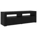 Coffres TV  2 pcs avec lumières LED en bois d'ingénierie noir chêne