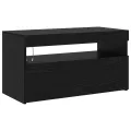 Coffres TV  2 pcs avec lumières LED en bois d'ingénierie noir chêne