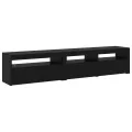 Coffres TV  2 pcs avec lumières LED en bois d'ingénierie noir chêne