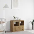Buffets avec éclairage LED 2 pcs Chêne artisanal 41x37x67 cm